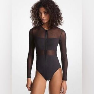 MICHAEL Michael Kors Black Sheer One Piece Swimsuit